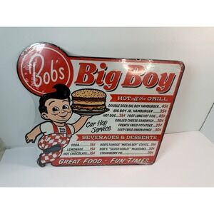 Bobs Big Boy Hamburger Car Hop Food Service Large Metal Sign Menu Wall Decor
